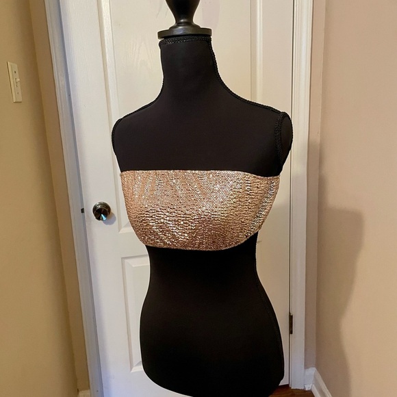 Show Me Your Mumu Micro Tube Top Champagne Silver Confetti Size S Sparkly Retro - Picture 4 of 8